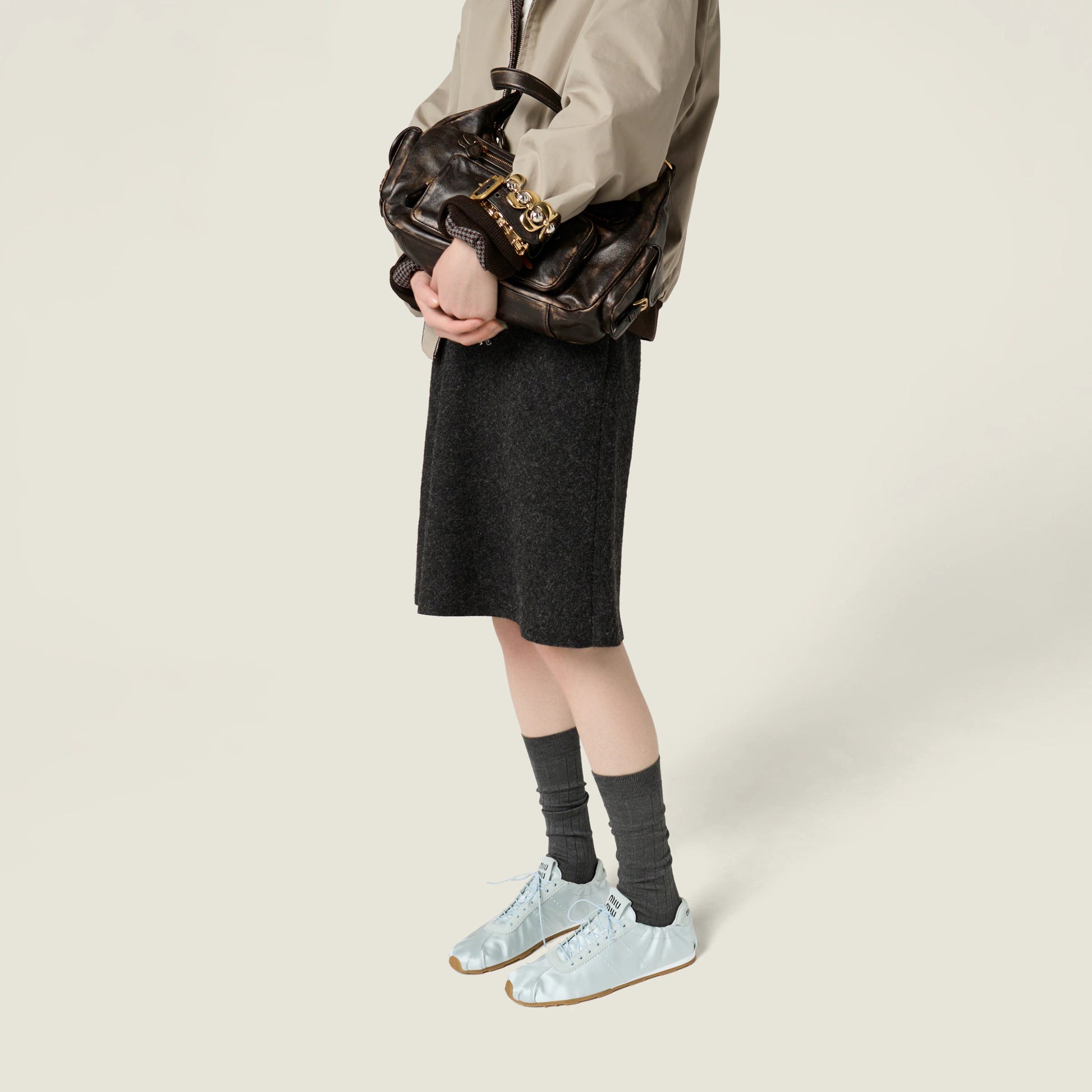Plume satin sneakers