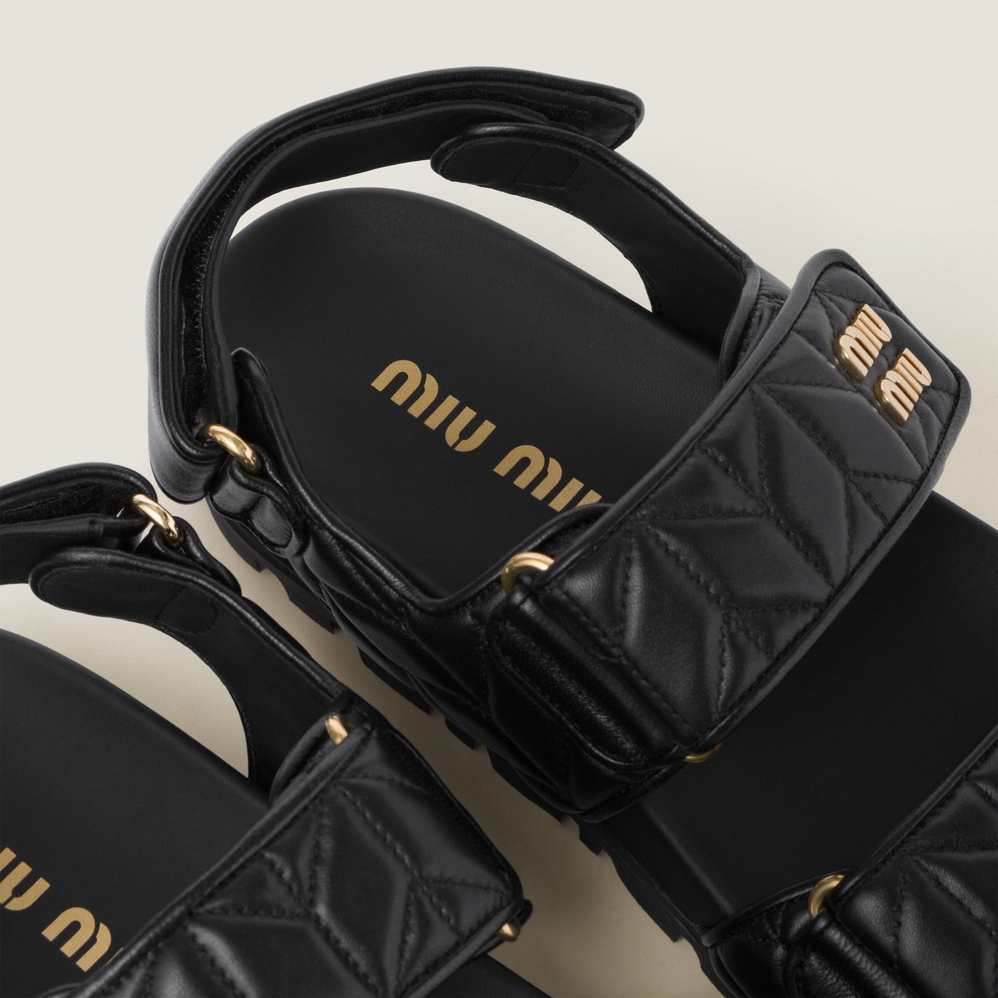 Sporty matelassé nappa leather sandals