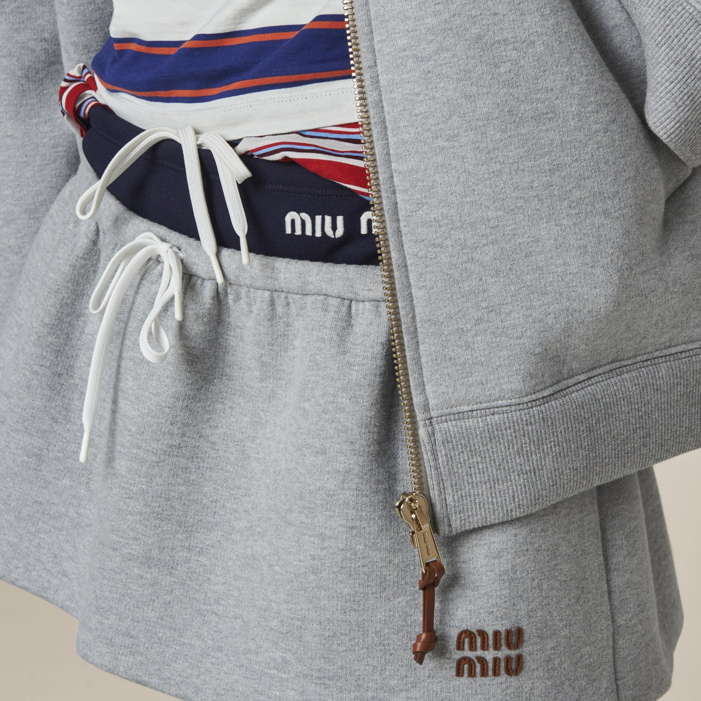 Padded cotton fleece miniskirt