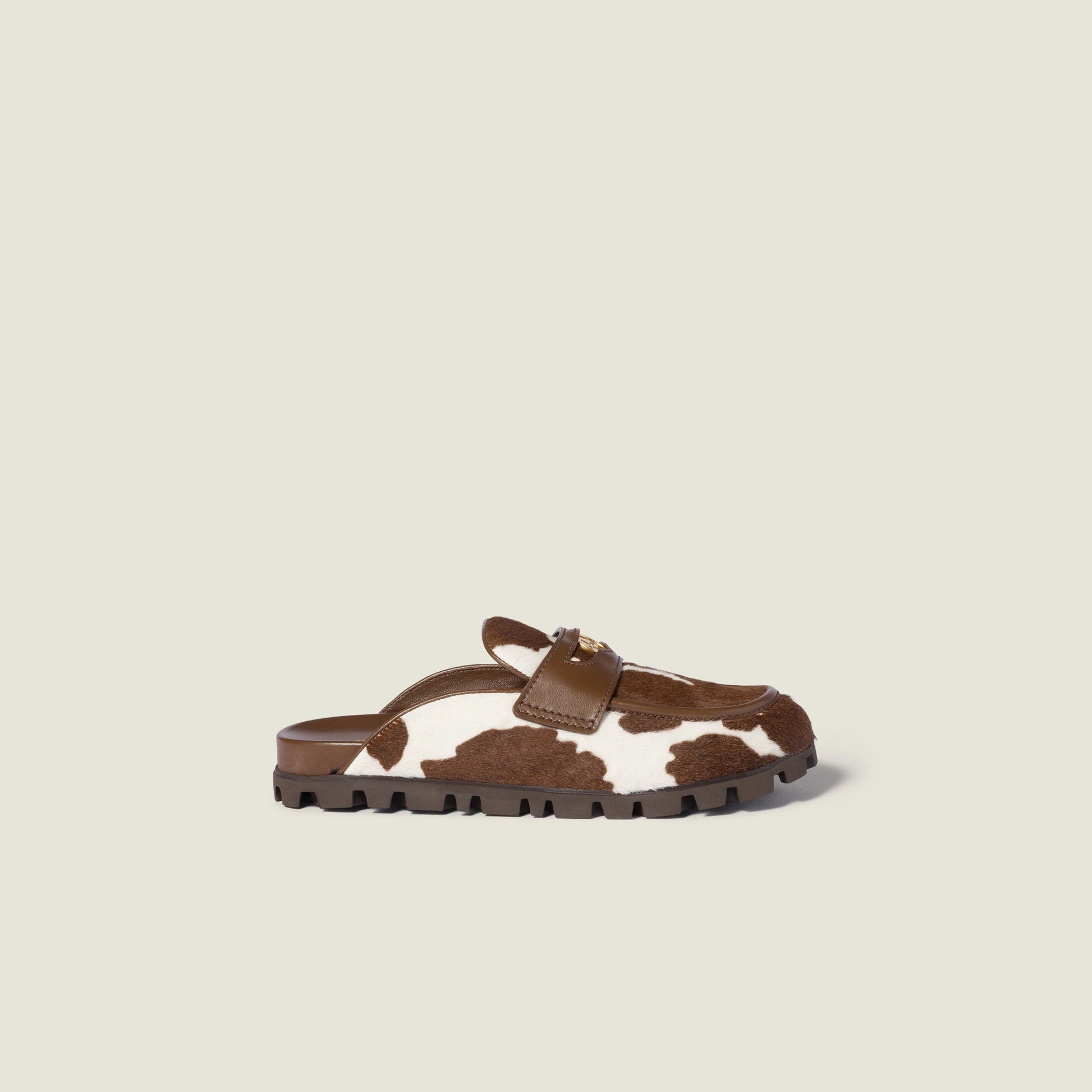 Printed leather mule