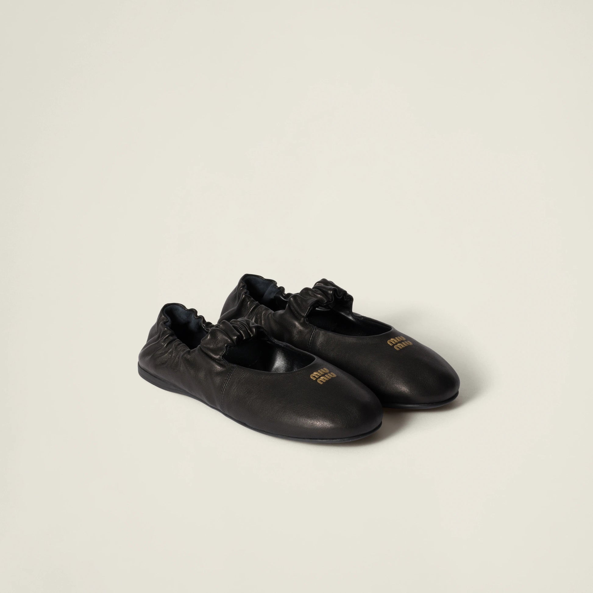Ruches nappa leather ballerinas