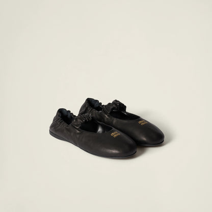 Ruches nappa leather ballerinas