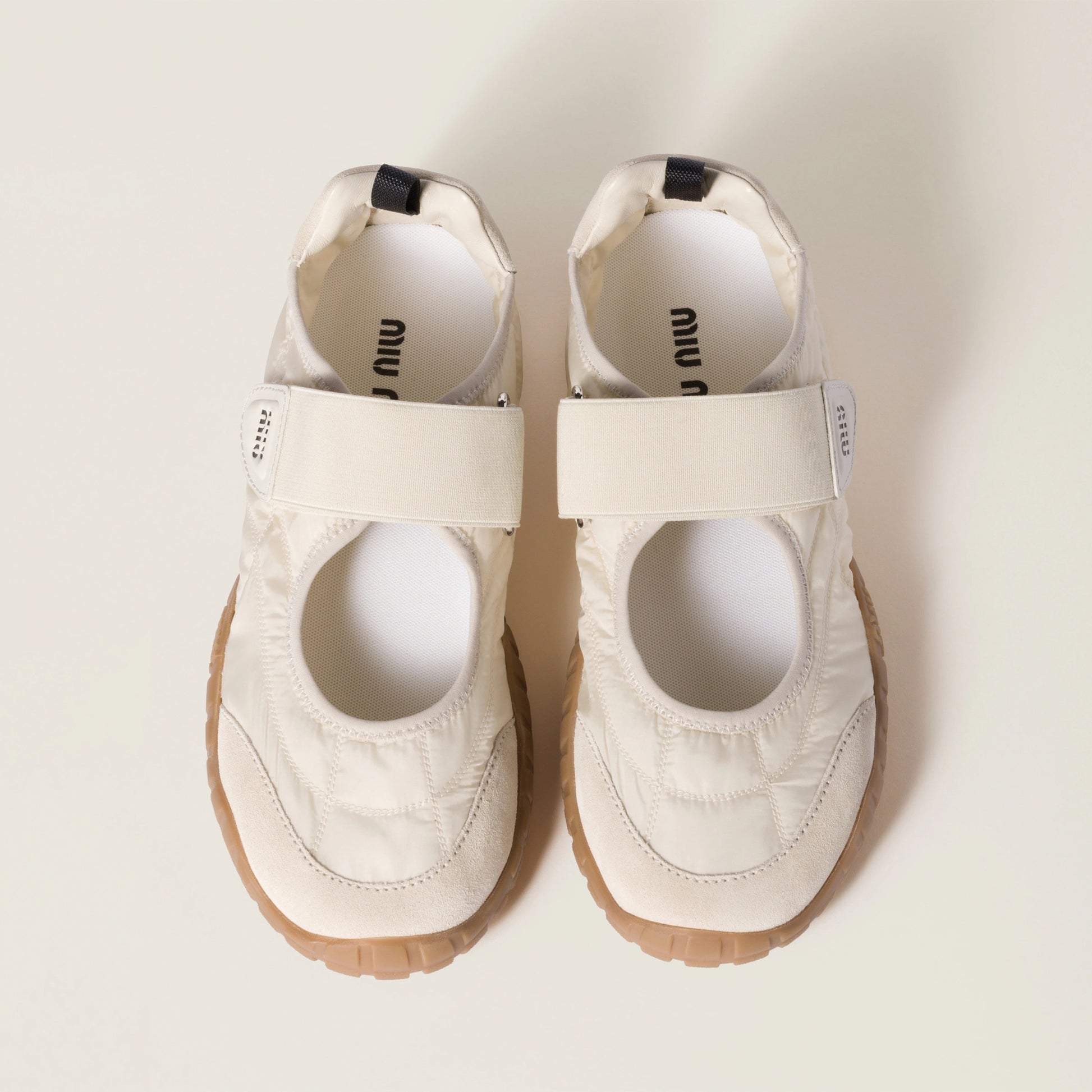 Tyre technical fabric and suede ballerinas
