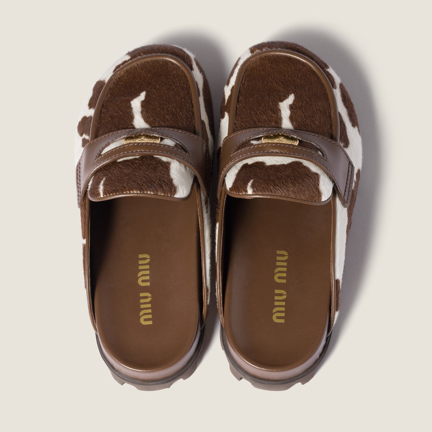 Printed leather mule
