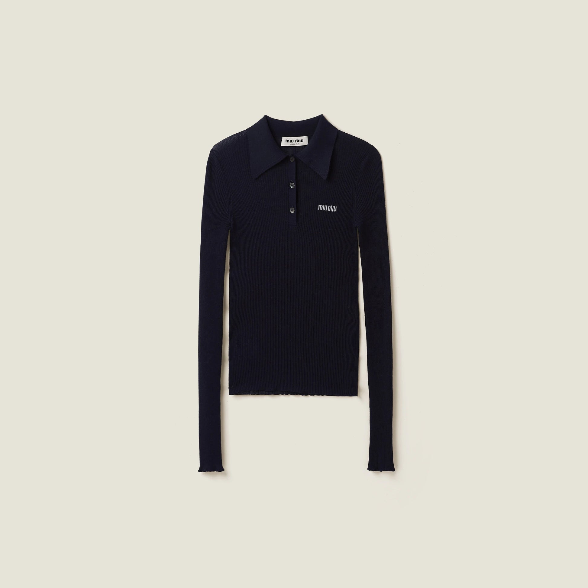 Cashmere and silk knit polo shirt