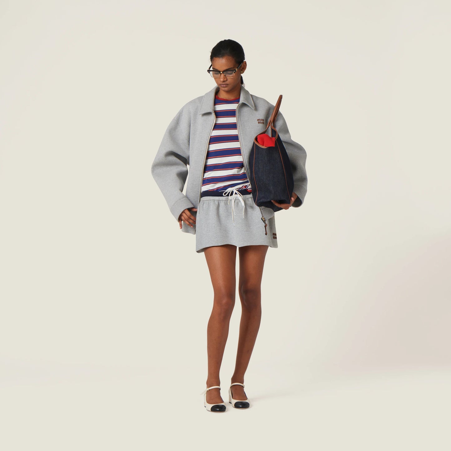 Padded cotton fleece miniskirt