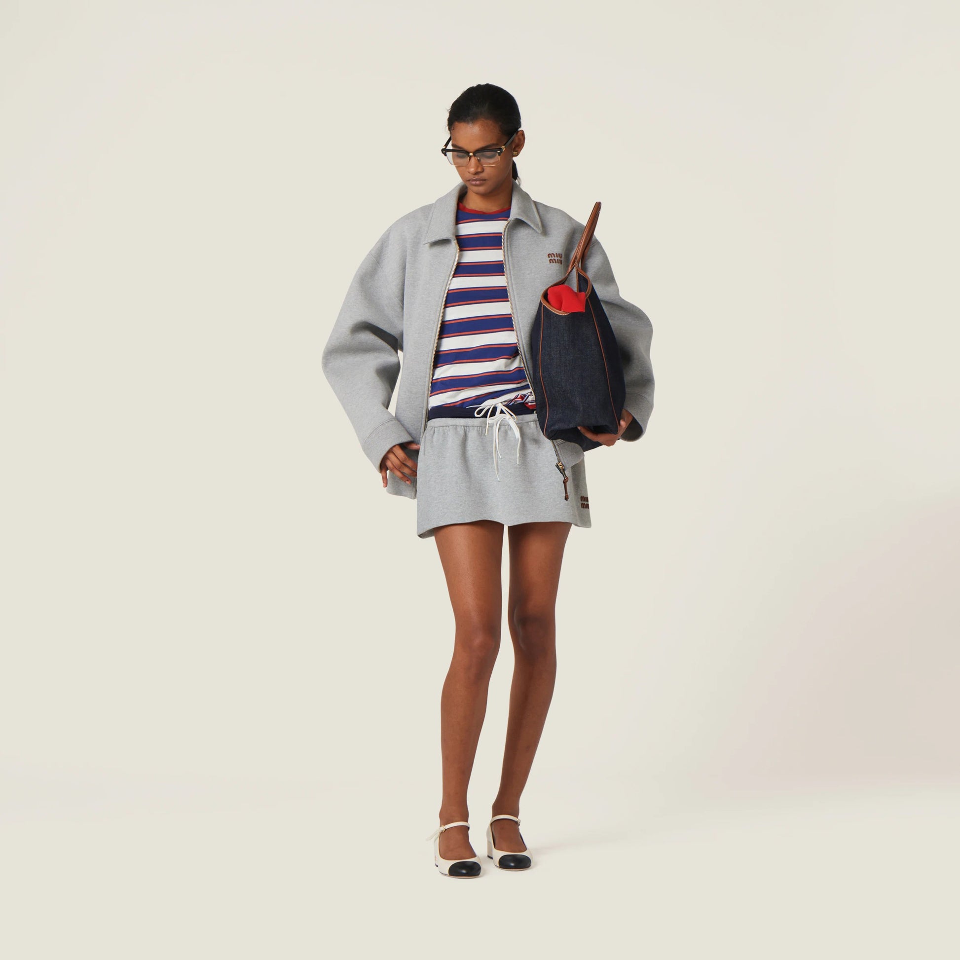 Padded cotton fleece miniskirt