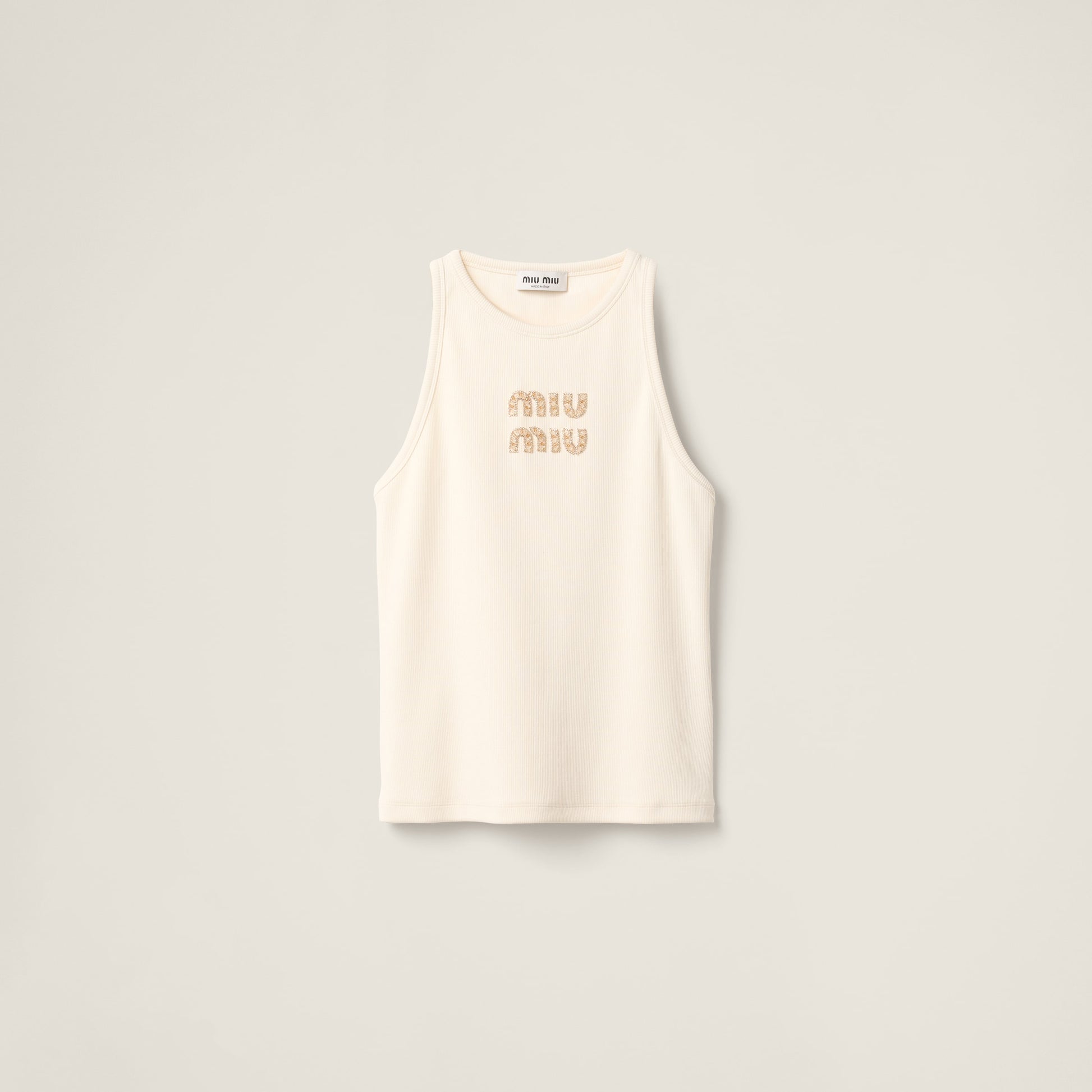 Ribbed jersey top with embroidered logo