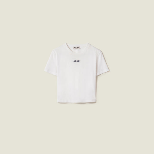 Embroidered cotton jersey T-shirt