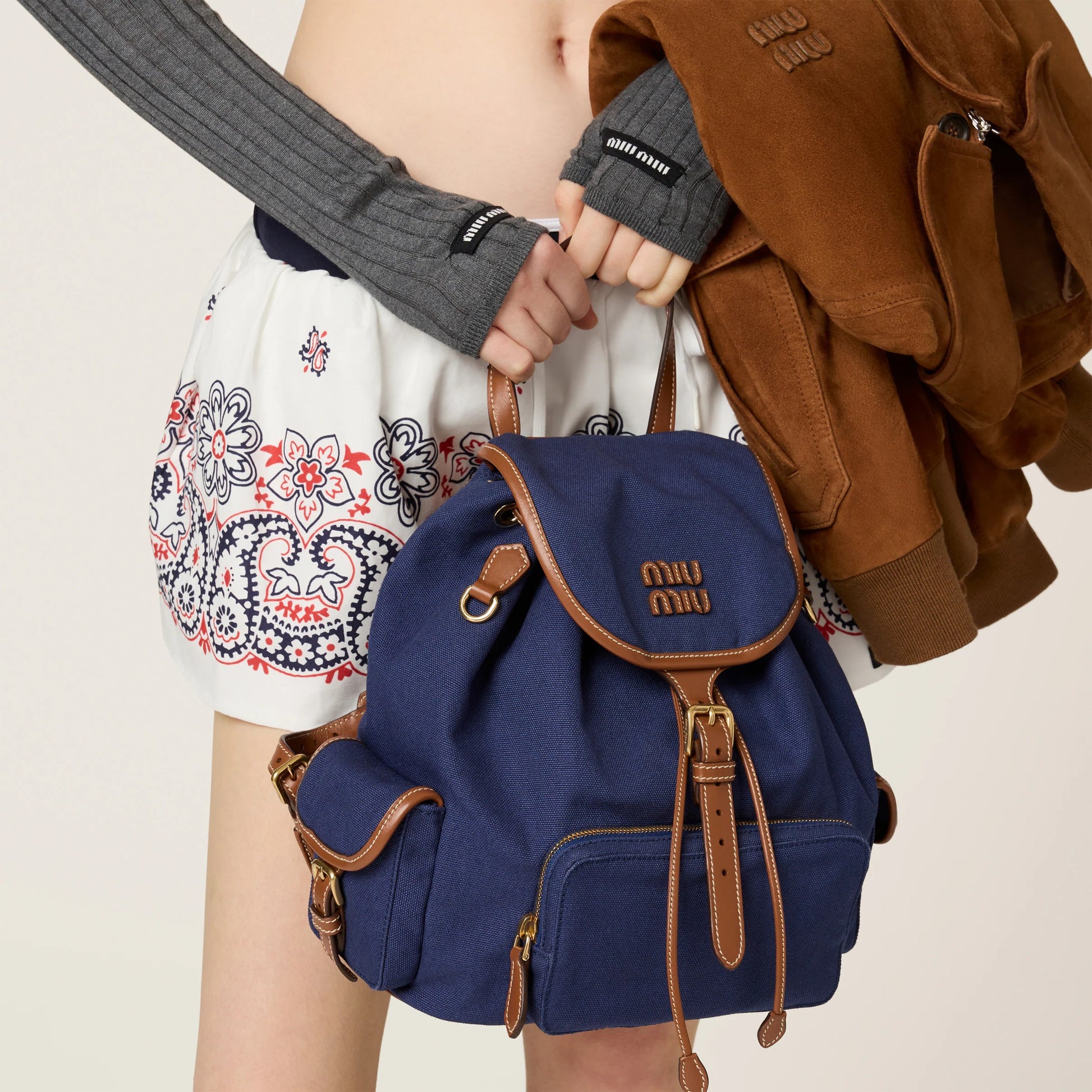 Canvas and leather backpack