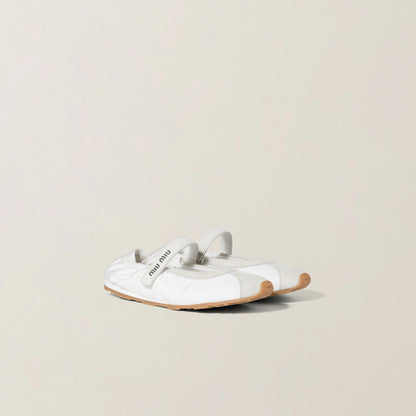 Plume technical fabric and suede ballerinas
