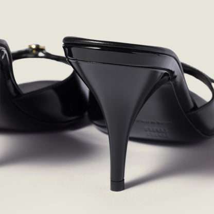 Patent leather mules with buckle