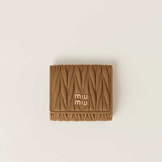 Small matelassé nappa leather wallet