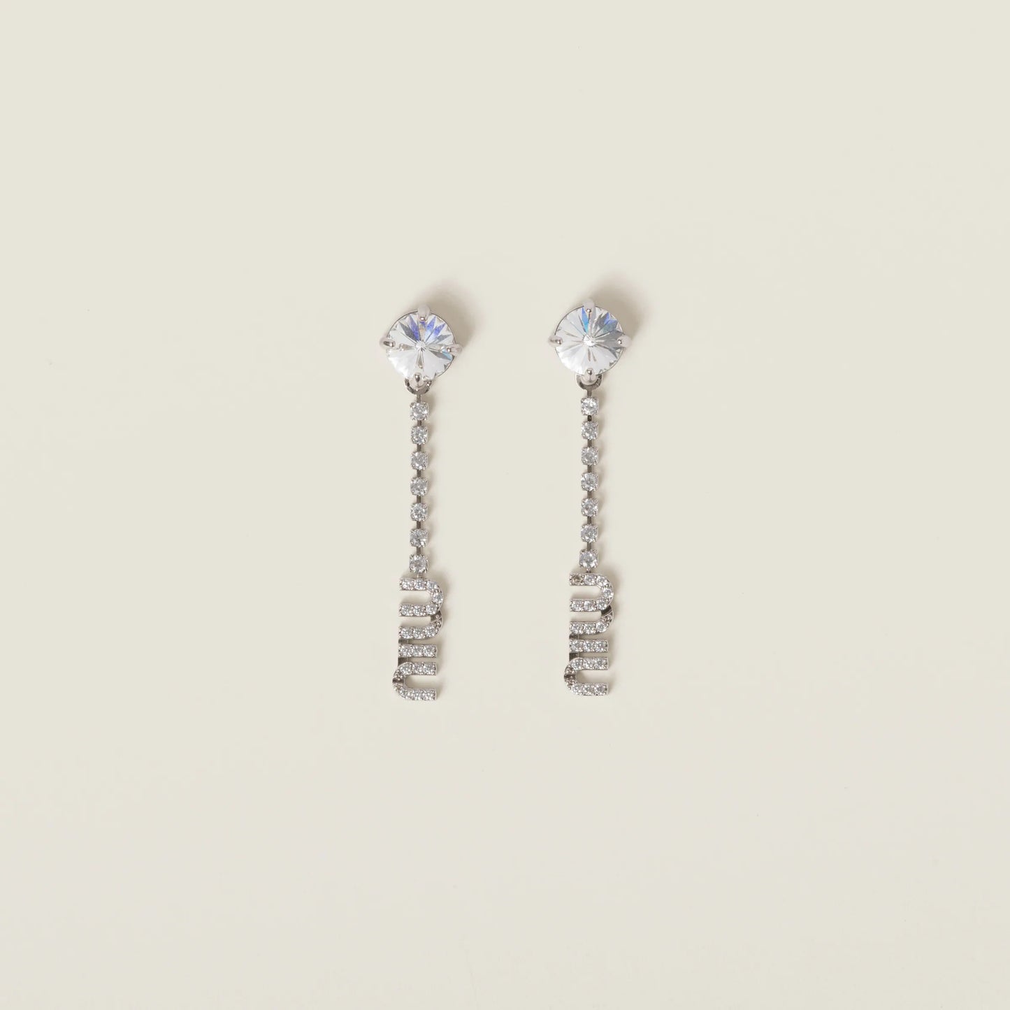 Metal earrings with crystals