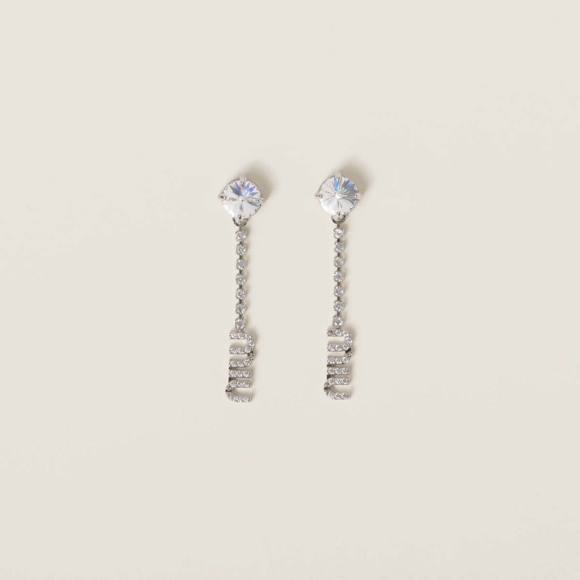 Metal earrings with crystals