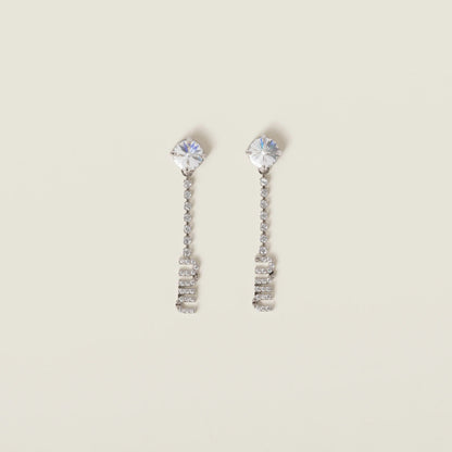 Metal earrings with crystals