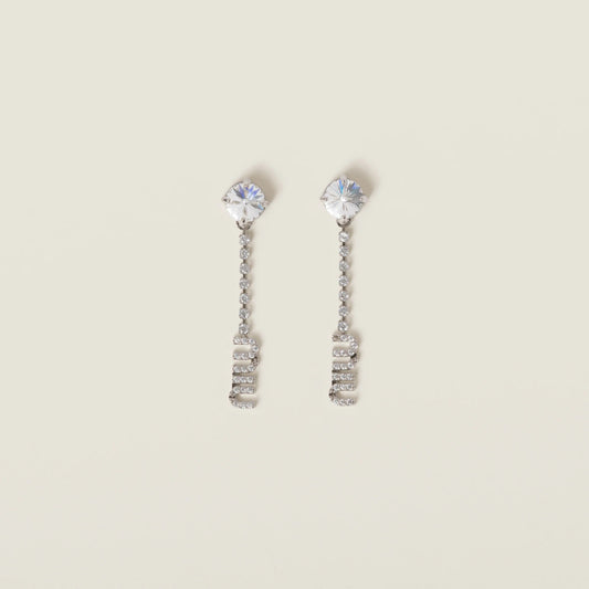 Metal earrings with crystals
