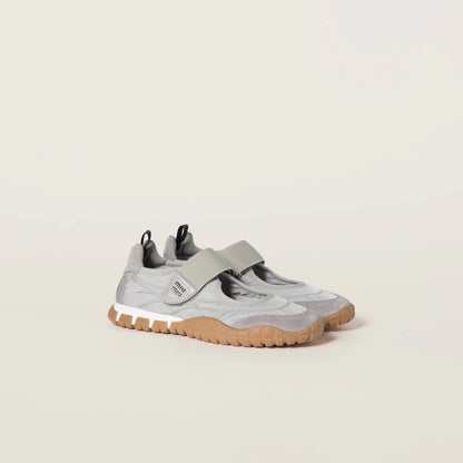 Tyre technical fabric and suede ballerinas