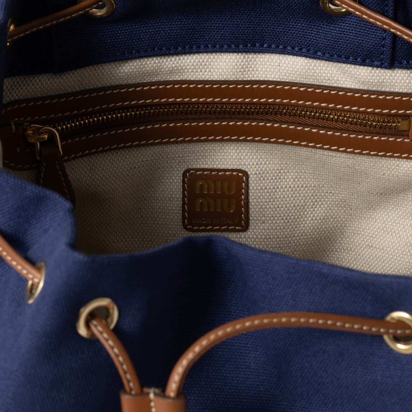 Canvas and leather backpack
