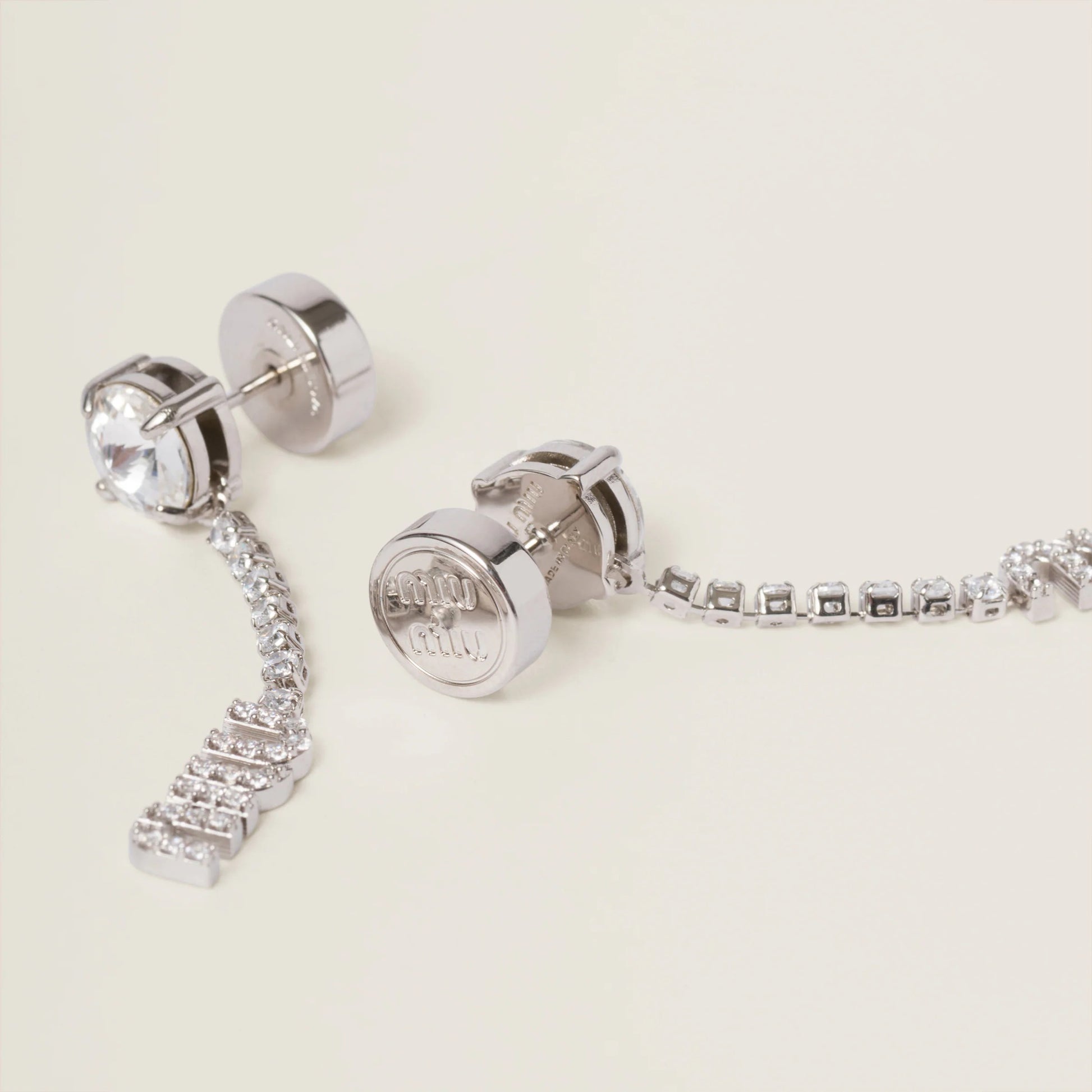 Metal earrings with crystals