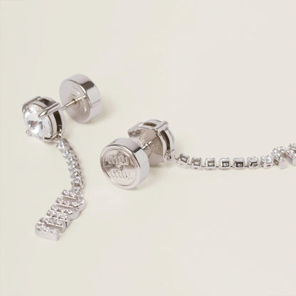 Metal earrings with crystals