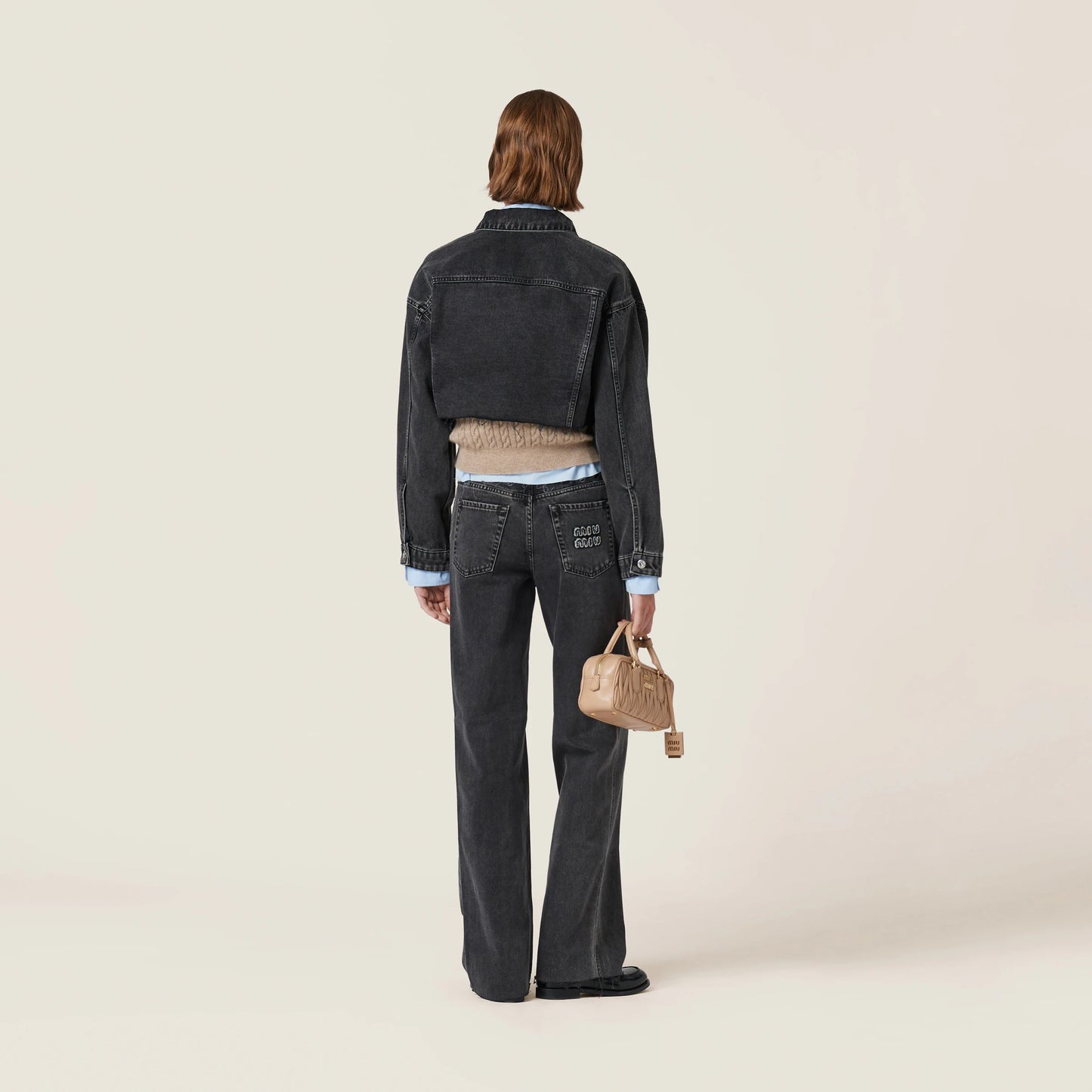 Black denim blouson jacket