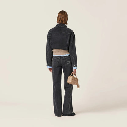 Black denim blouson jacket