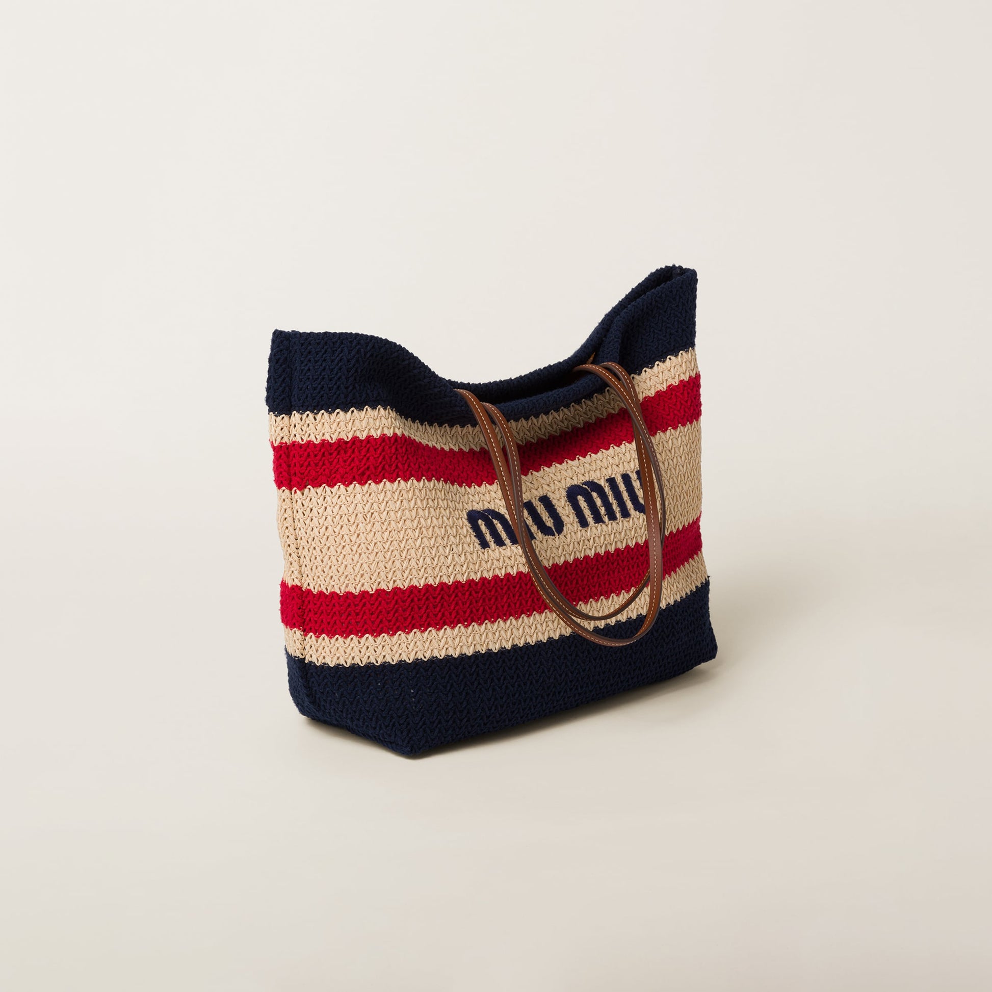 Raffia-effect woven tote bag