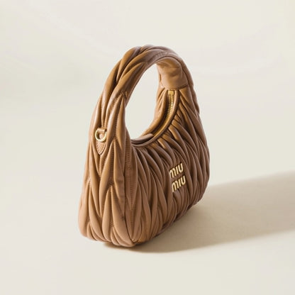 Wander matelassé nappa leather hobo bag