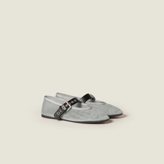 Mesh fabric ballerinas
