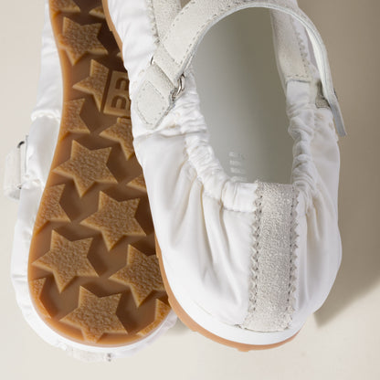 Plume technical fabric and suede ballerinas