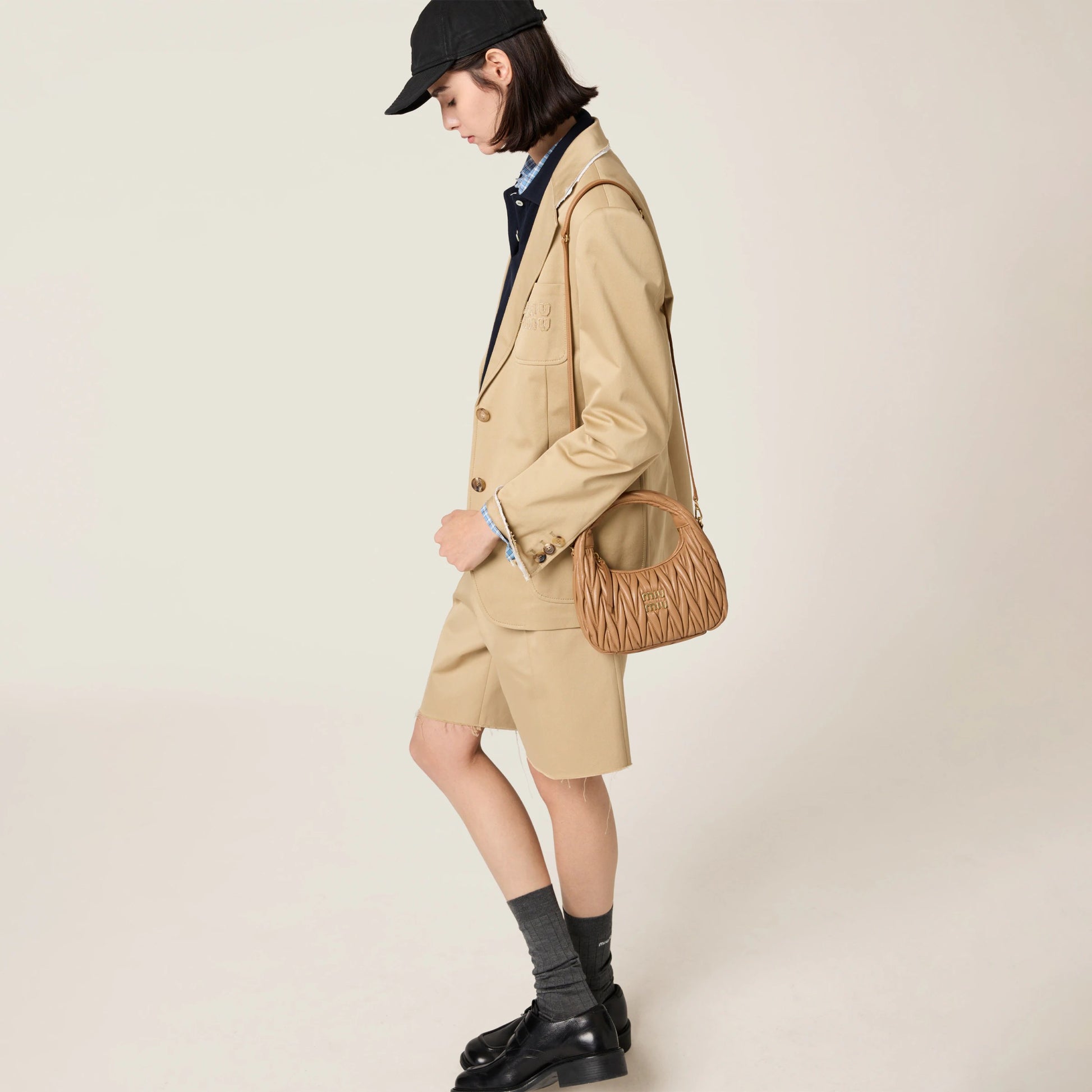 Wander matelassé nappa leather hobo bag