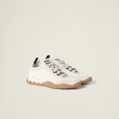 Tyre technical fabric and suede sneakers