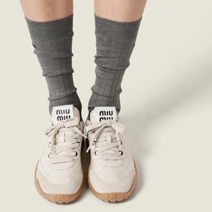 Tyre technical fabric and suede sneakers
