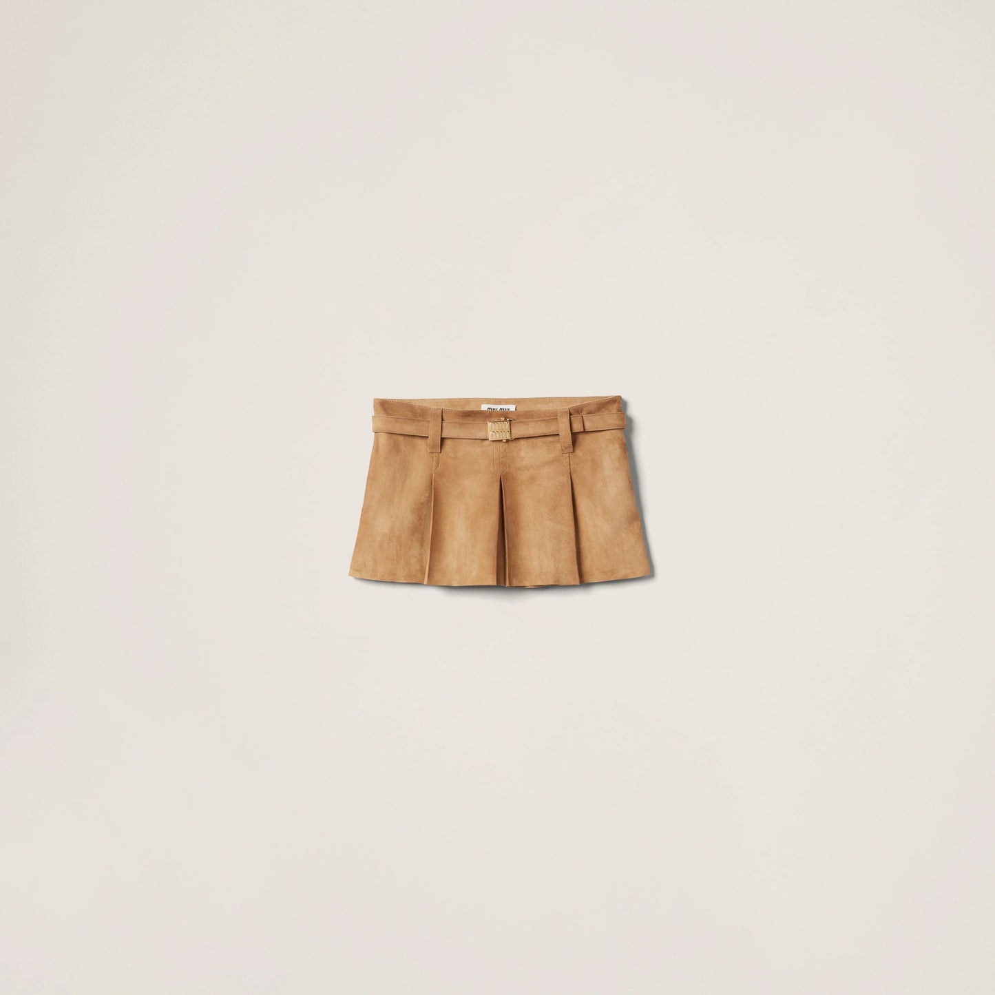 Pleated suede skirt