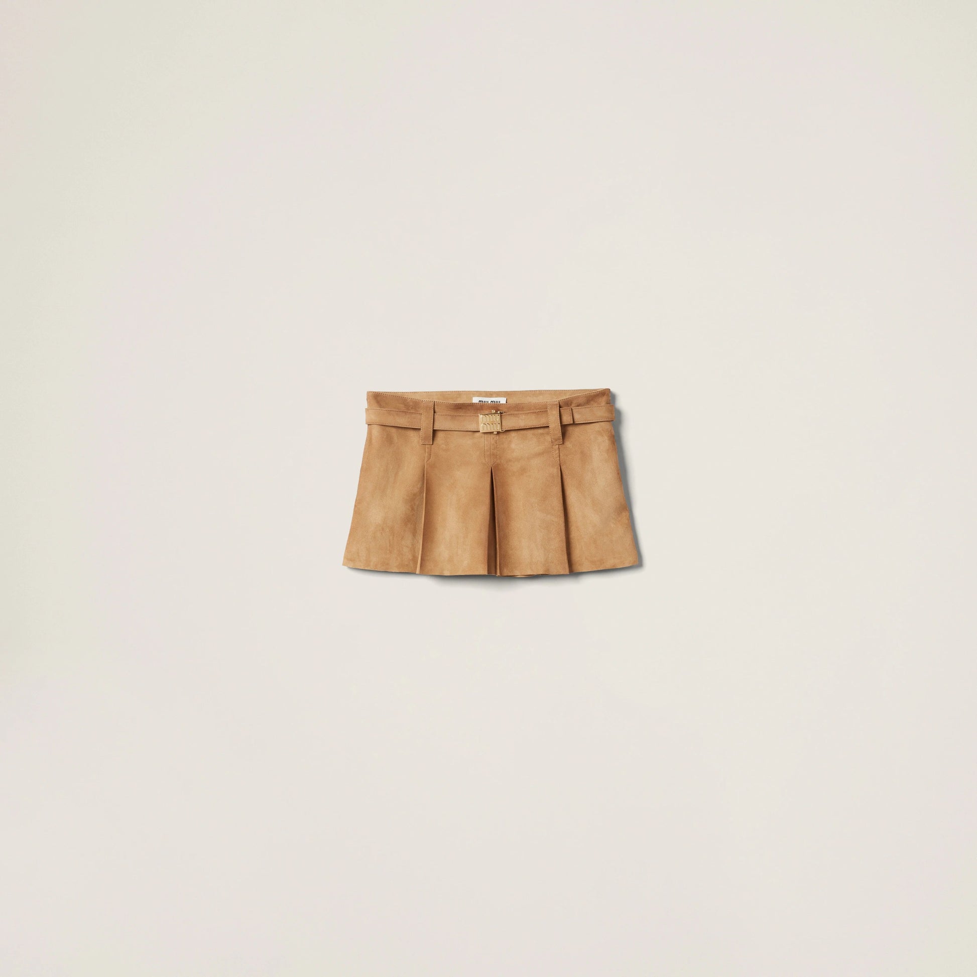 Pleated suede skirt