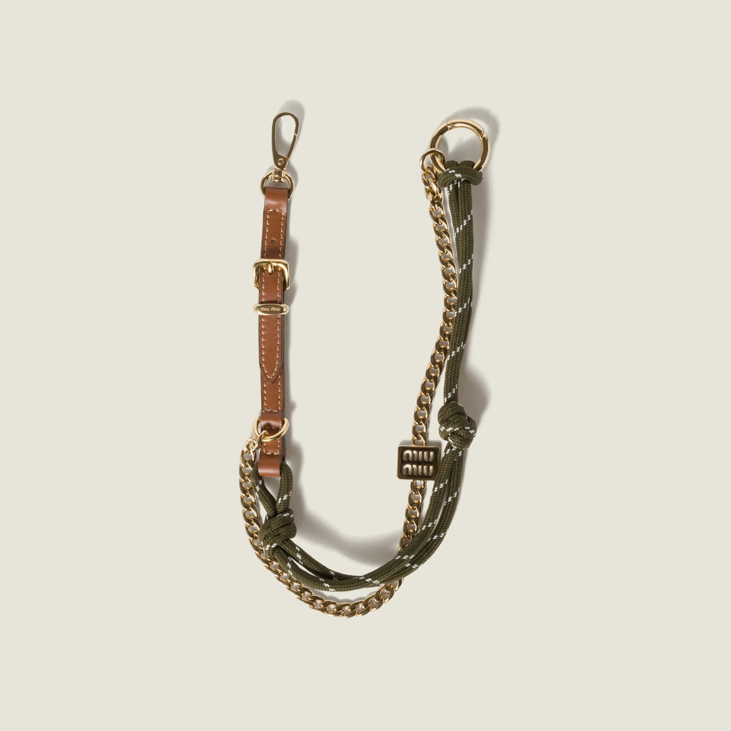 Leather, cord and metal trick keyring