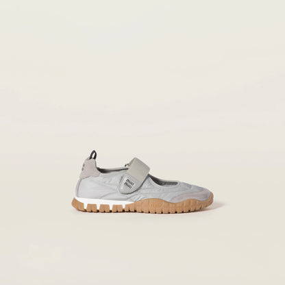 Tyre technical fabric and suede ballerinas