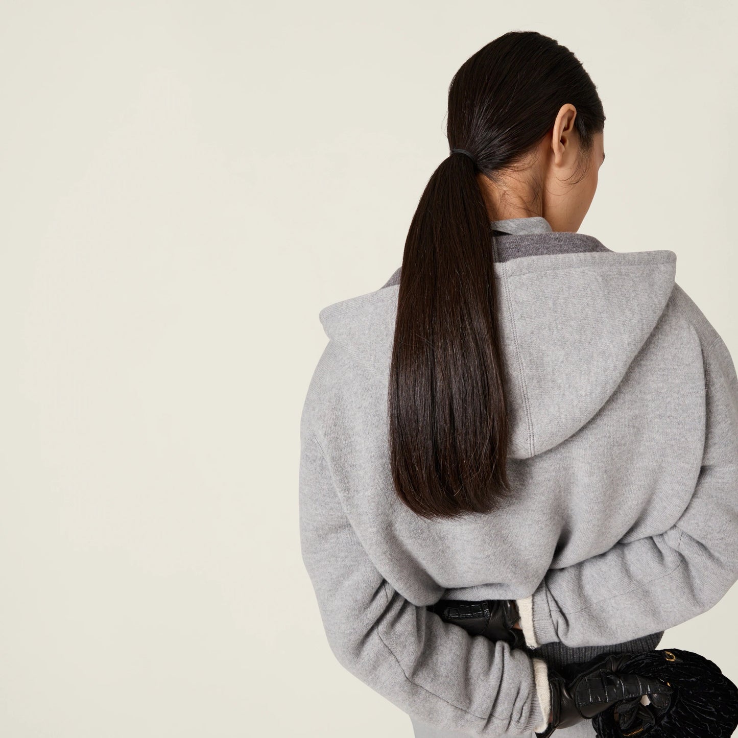 Double cashmere zipper hoodie cardigan
