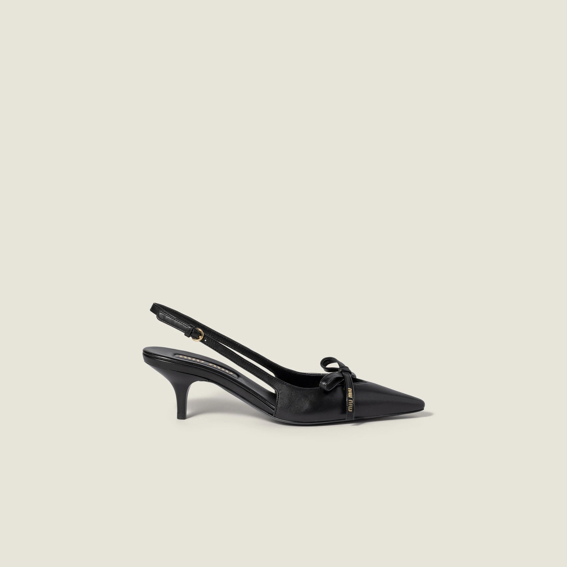 Leather slingback pumps with bow