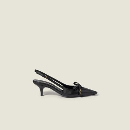 Leather slingback pumps with bow