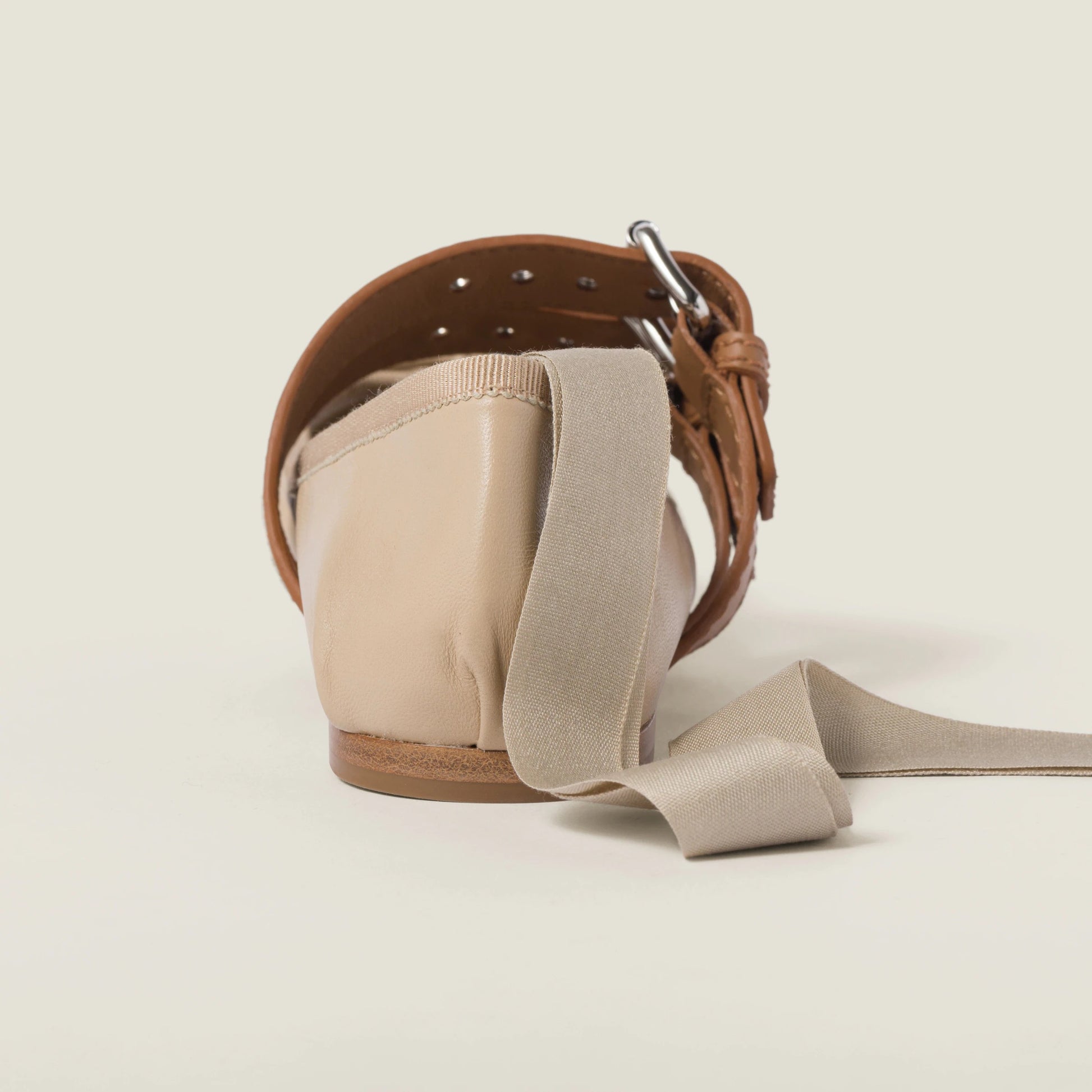 Nappa and calf leather ballerinas