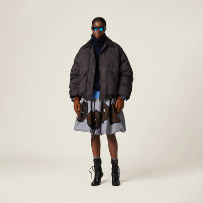 Technical pongé cropped down jacket