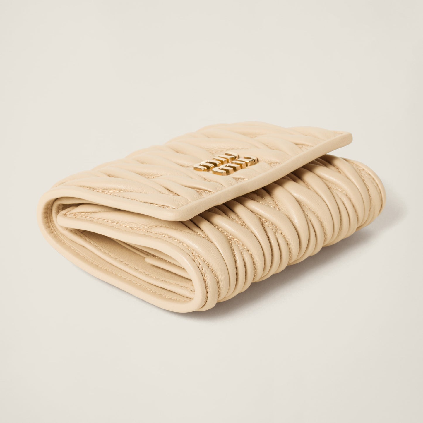 Small matelassé nappa leather wallet