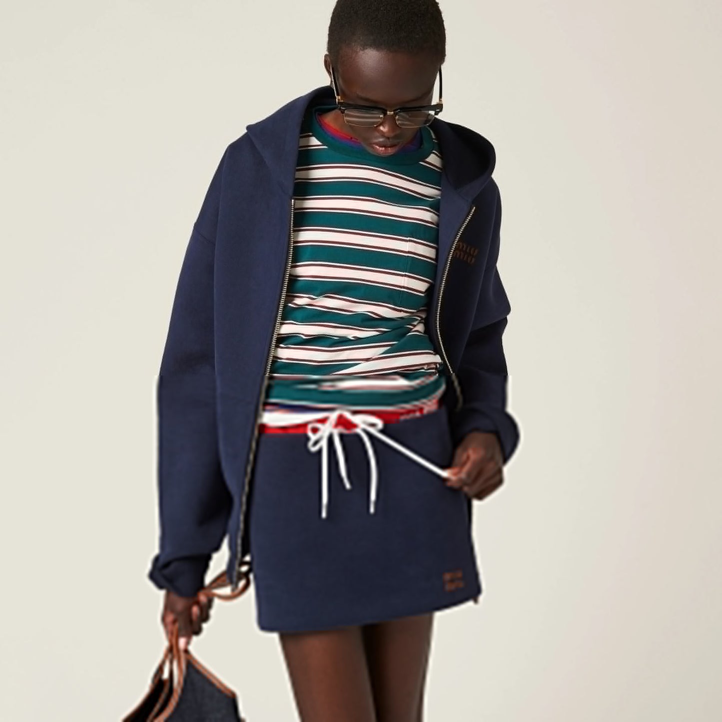 Padded cotton fleece miniskirt