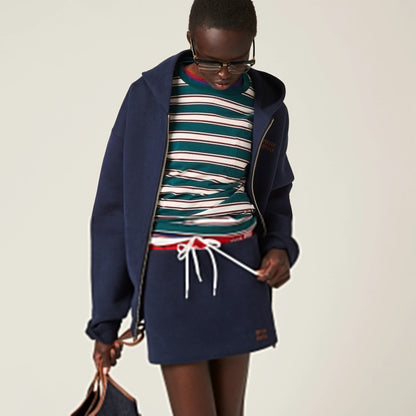 Padded cotton fleece miniskirt