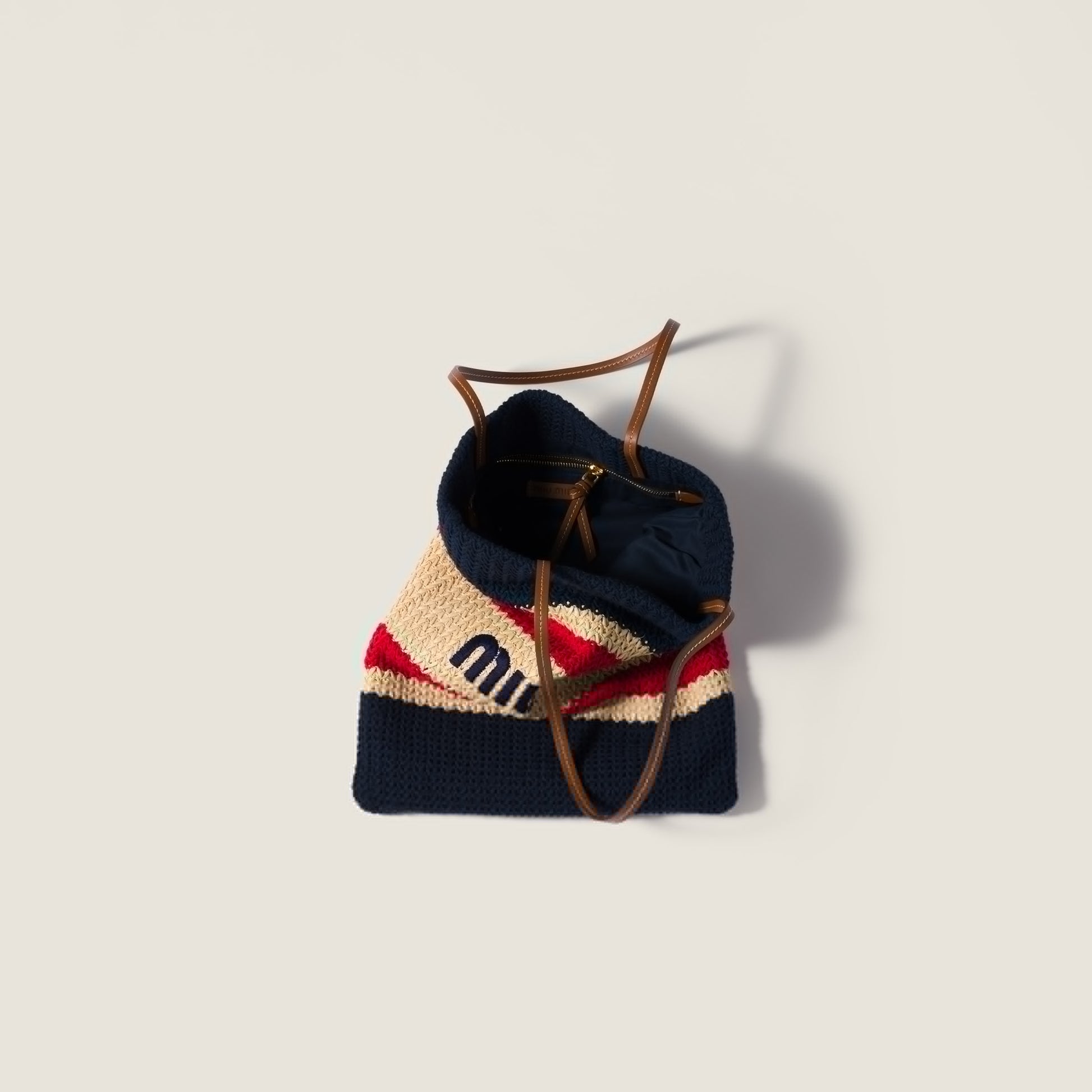 Raffia-effect woven tote bag