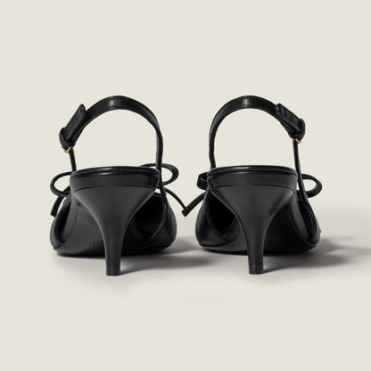 Leather slingback pumps with bow