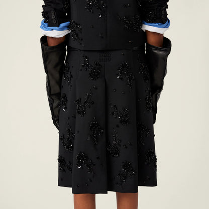 Embroidered kid mohair skirt