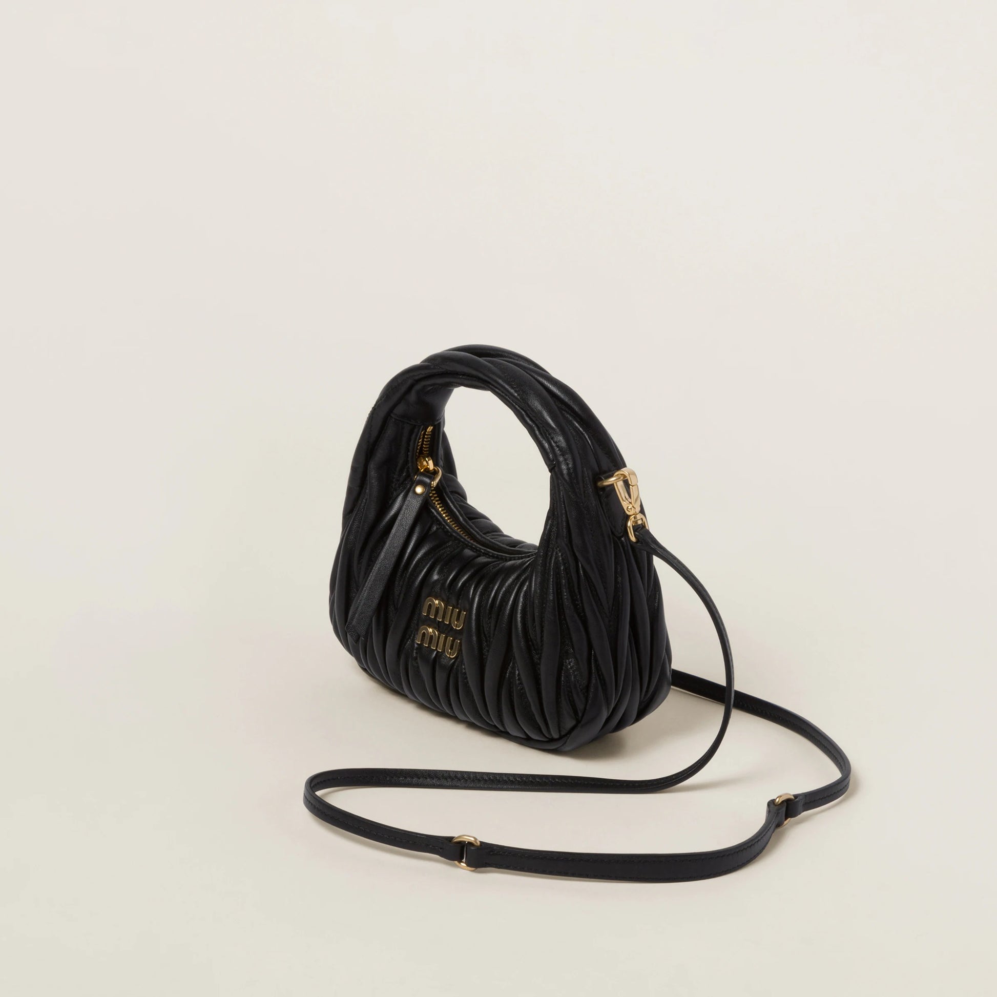 Wander matelassé nappa leather hobo mini-bag